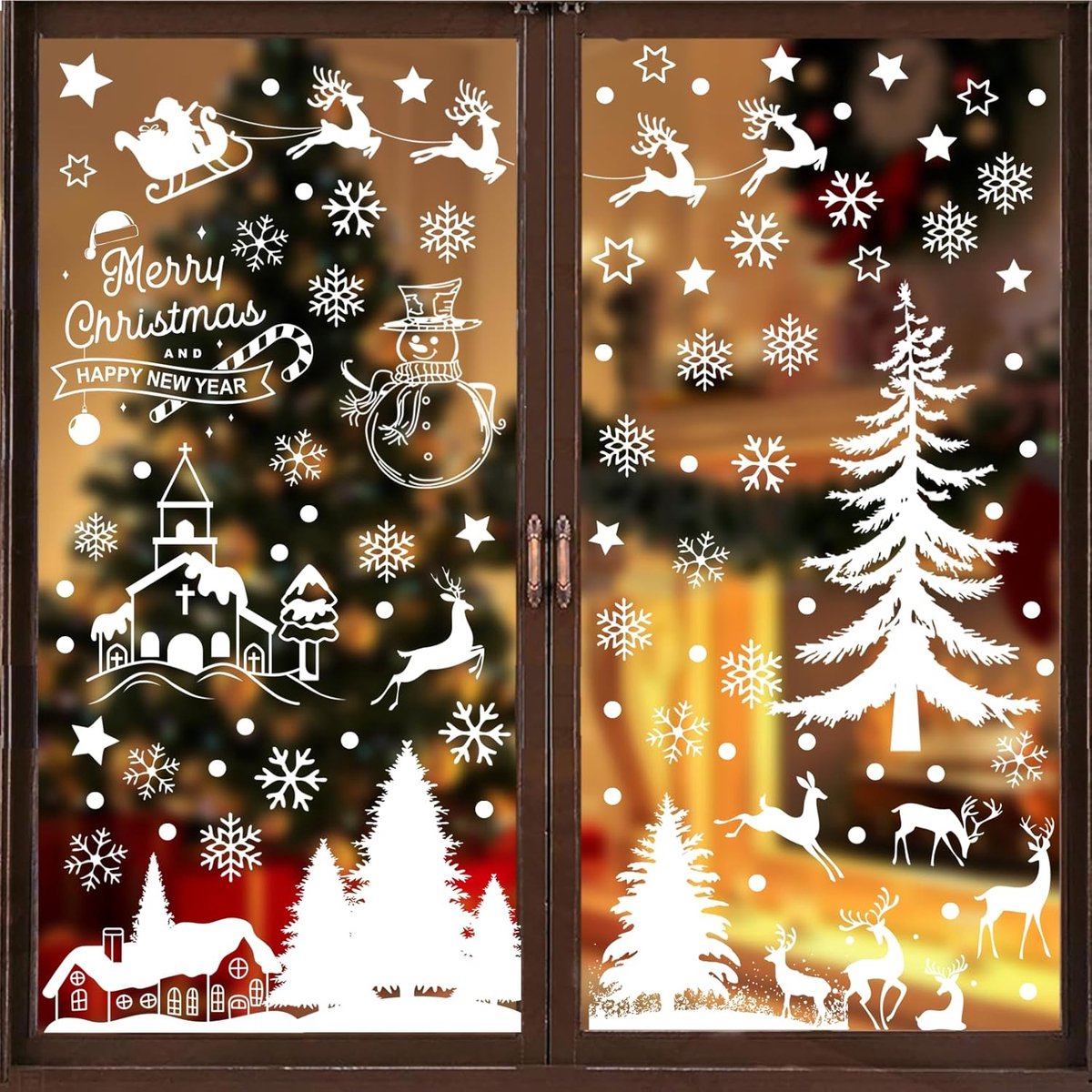 Kerst Raamstickers – 9 Stuks – Herbruikbare en Dubbelzijdige Statische Stickers voor Glas